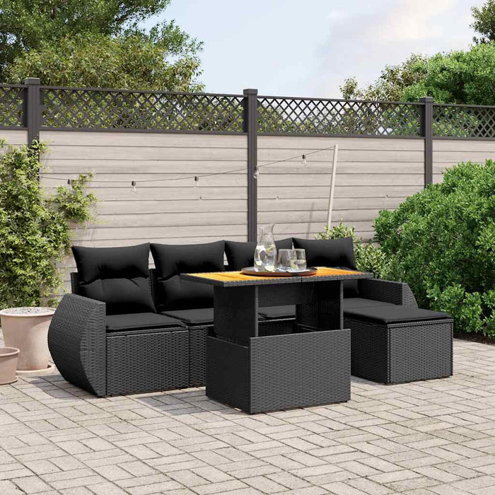 Set mobilier de grădină cu perne, 6 piese, negru, poliratan - WALTI WALTI