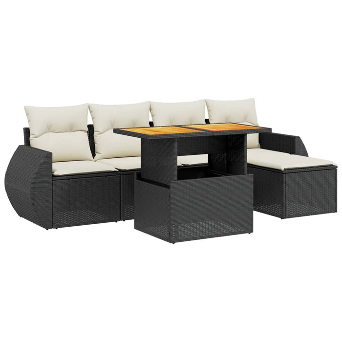 Set mobilier de grădină cu perne, 6 piese, negru, poliratan - WALTI WALTI
