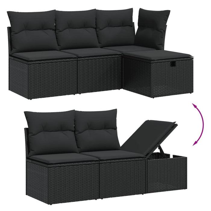 Set canapele de grădină cu perne, 7 piese, negru, poliratan - WALTI WALTI