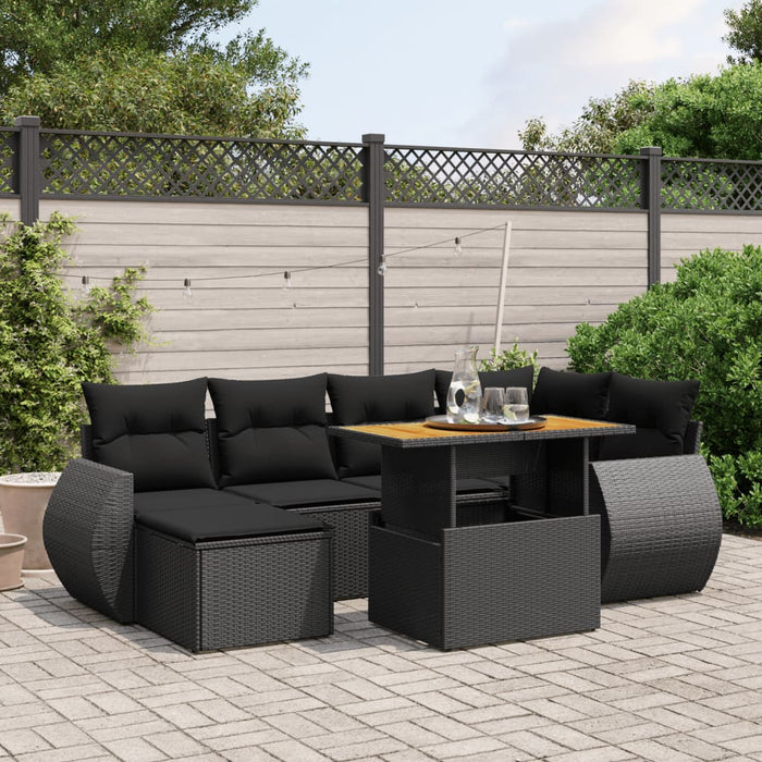 Set canapele de grădină cu perne, 7 piese, negru, poliratan - WALTI WALTI