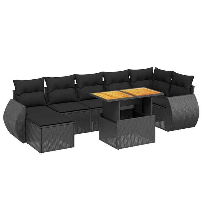 Set mobilier de grădină cu perne, 8 piese, negru, poliratan - WALTI WALTI