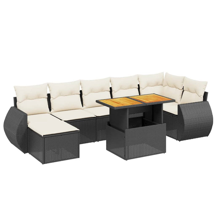 Set mobilier de grădină cu perne, 8 piese, negru, poliratan - WALTI WALTI