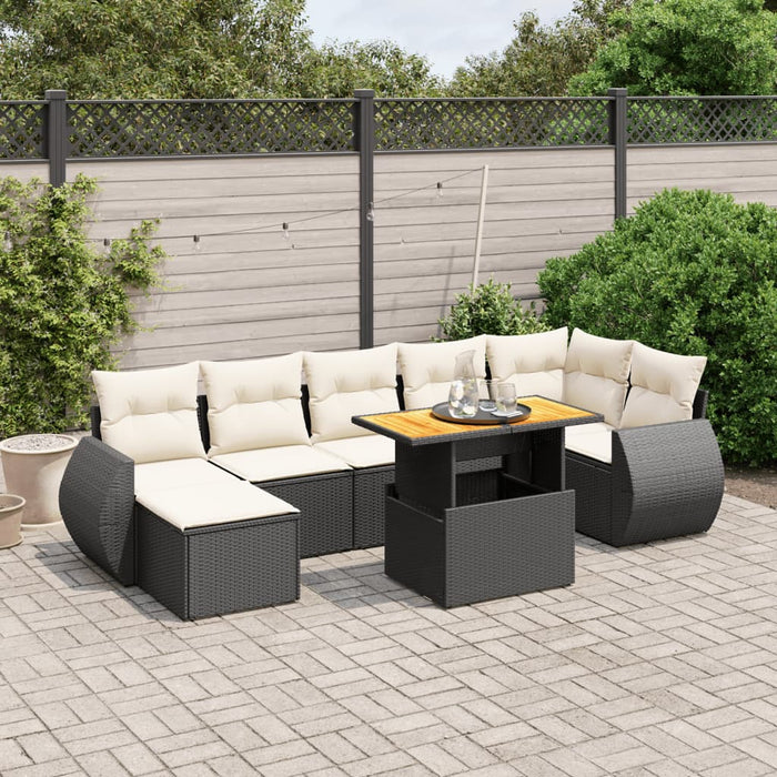 Set mobilier de grădină cu perne, 8 piese, negru, poliratan - WALTI WALTI