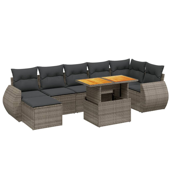 Set canapele de grădină cu perne, 8 piese, gri, poliratan WALTI