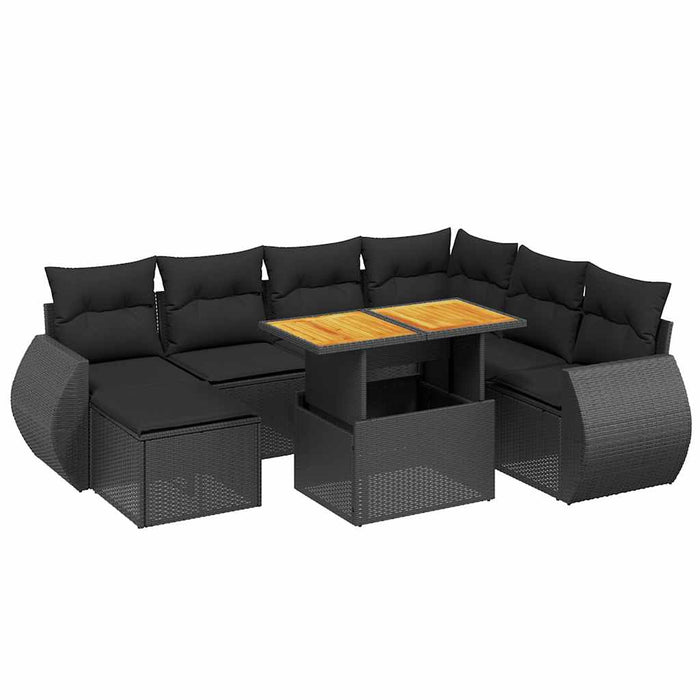 Set mobilier de grădină cu perne, 8 piese, negru, poliratan - WALTI WALTI