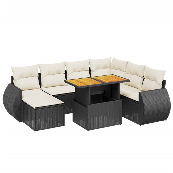 Set mobilier de grădină cu perne, 8 piese, negru, poliratan - WALTI WALTI