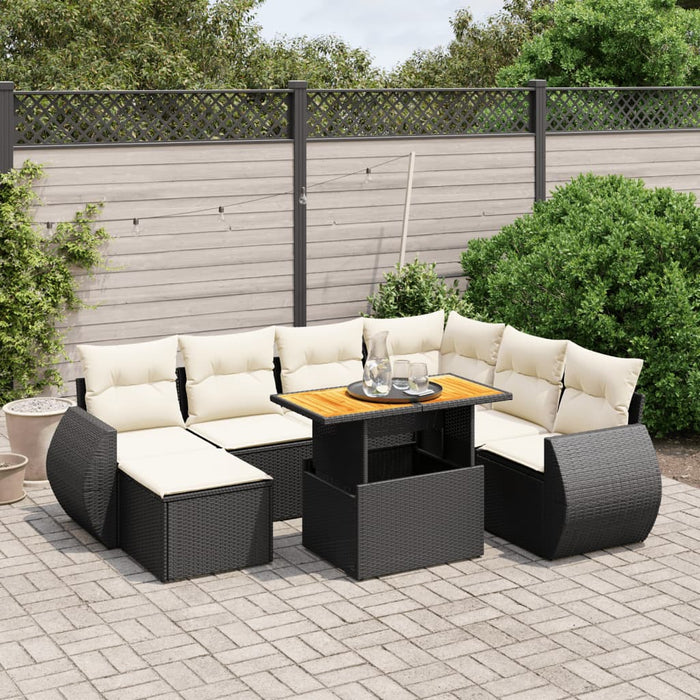 Set mobilier de grădină cu perne, 8 piese, negru, poliratan - WALTI WALTI