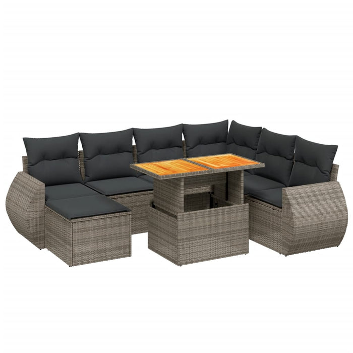 Set canapele de grădină cu perne, 8 piese, gri, poliratan WALTI