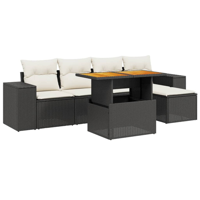 Set mobilier de grădină cu perne, 6 piese, negru, poliratan - WALTI WALTI