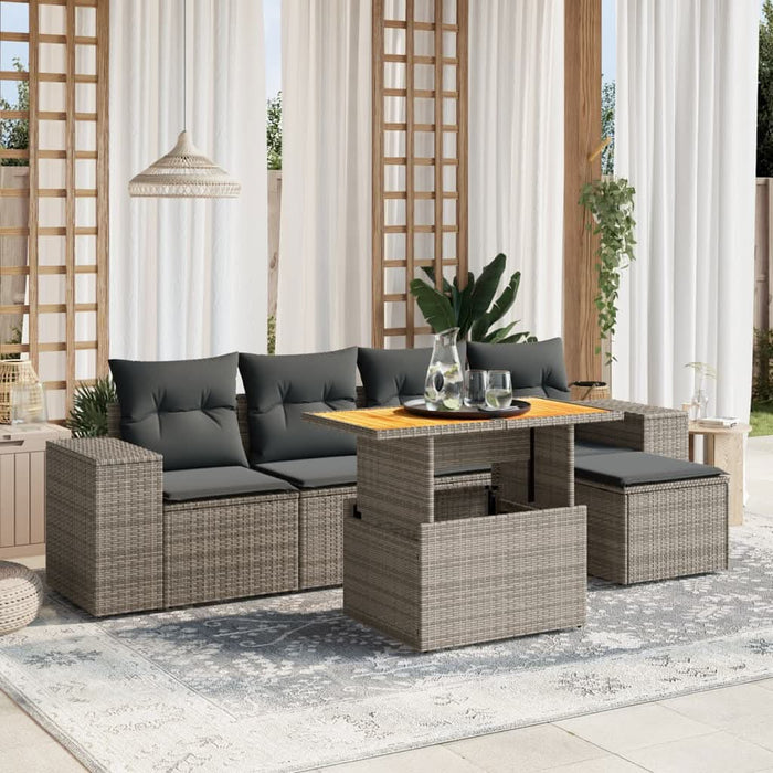 Set mobilier grădină cu perne, 6 piese, gri, poliratan - WALTI WALTI