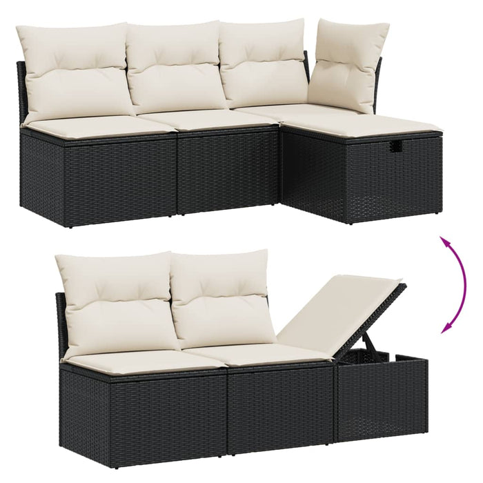 Set canapele de grădină cu perne, 7 piese, negru, poliratan WALTI