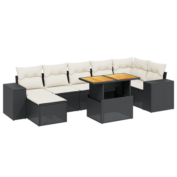 Set mobilier de grădină cu perne, 8 piese, negru, poliratan - WALTI WALTI