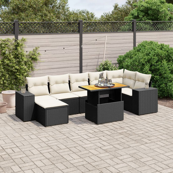 Set mobilier de grădină cu perne, 8 piese, negru, poliratan - WALTI WALTI