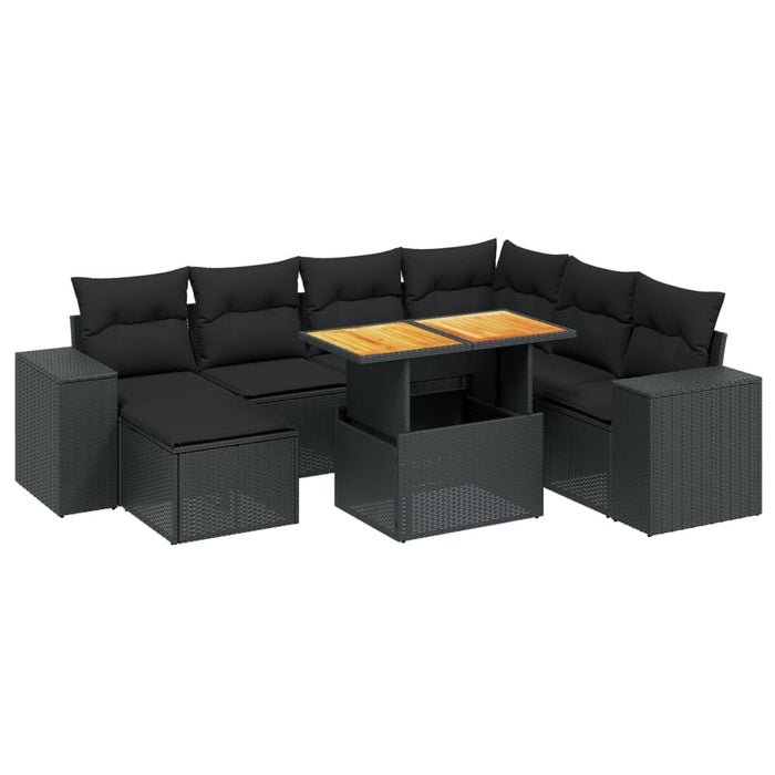 Set mobilier de grădină cu perne, 8 piese, negru, poliratan - WALTI WALTI