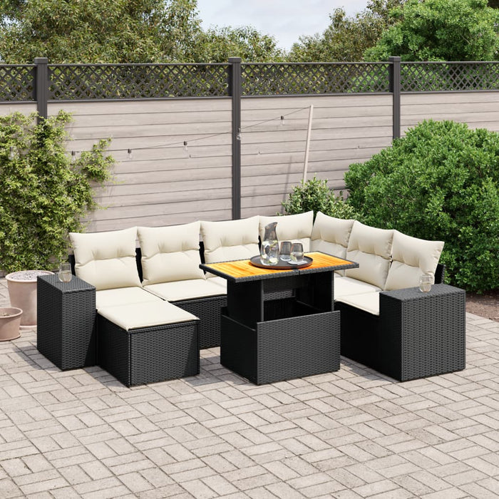 Set mobilier de grădină cu perne, 8 piese, negru, poliratan - WALTI WALTI