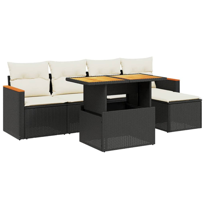 Set mobilier de grădină cu perne, 6 piese, negru, poliratan - WALTI WALTI