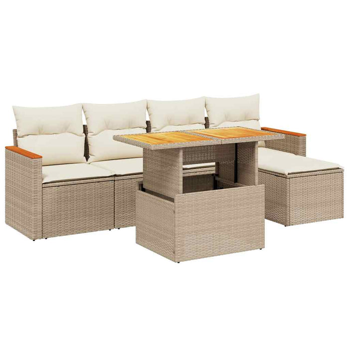 Set canapele de grădină cu perne, 6 piese, bej, poliratan WALTI