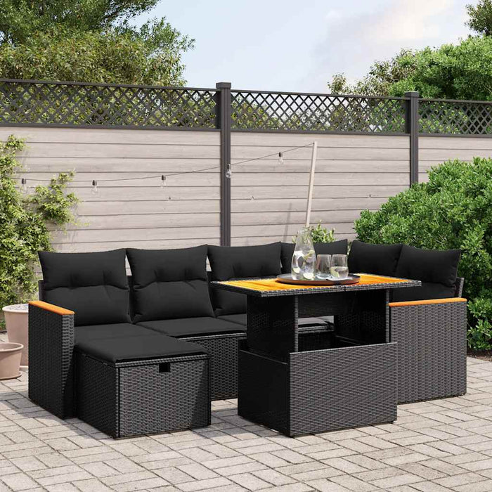 Set canapele de grădină cu perne, 7 piese, negru, poliratan - WALTI WALTI