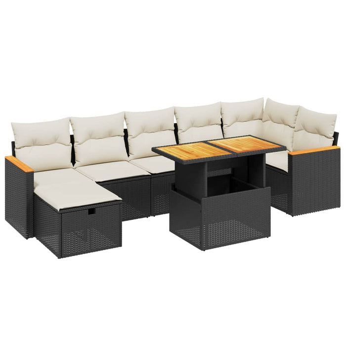 Set mobilier de grădină cu perne, 8 piese, negru, poliratan - WALTI WALTI