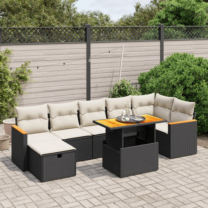 Set mobilier de grădină cu perne, 8 piese, negru, poliratan - WALTI WALTI