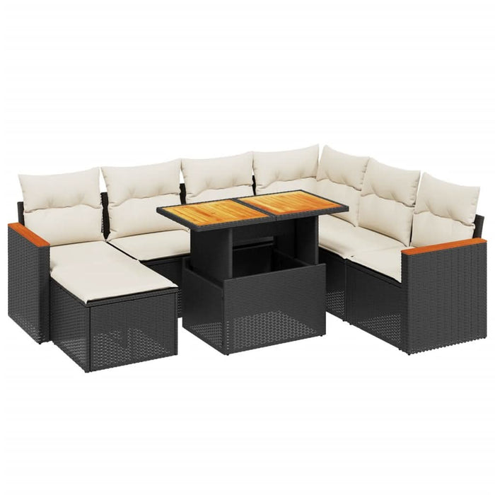 Set mobilier de grădină cu perne, 8 piese, negru, poliratan - WALTI WALTI