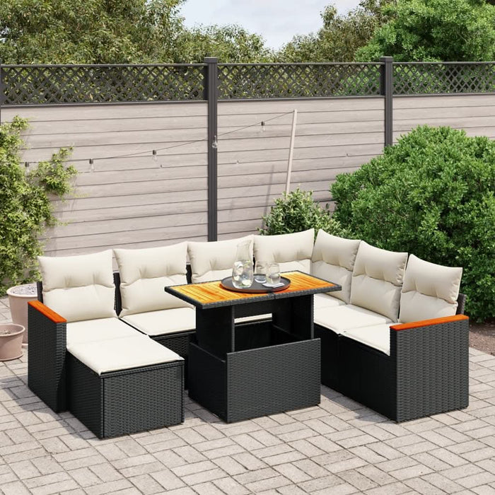Set mobilier de grădină cu perne, 8 piese, negru, poliratan - WALTI WALTI