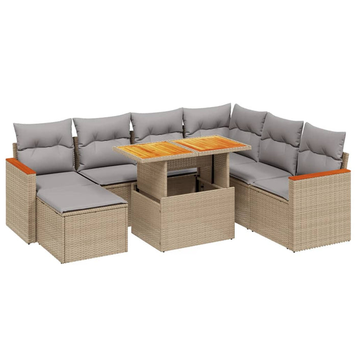 Set canapele de grădină, 8 piese, cu perne, bej, poliratan - WALTI WALTI