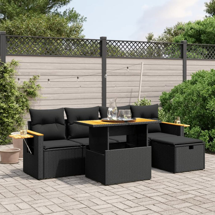 Set mobilier de grădină cu perne, 6 piese, negru, poliratan - WALTI WALTI