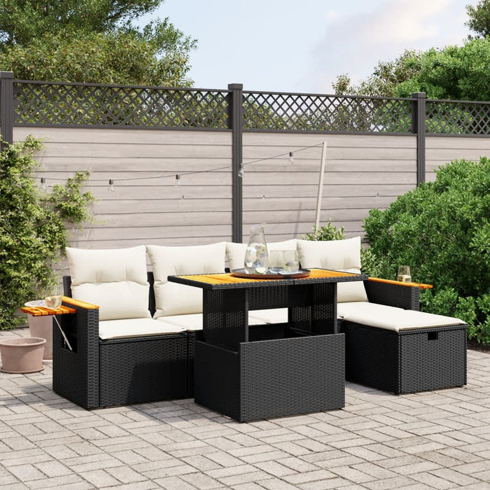 Set mobilier de grădină cu perne, 6 piese, negru, poliratan - WALTI WALTI