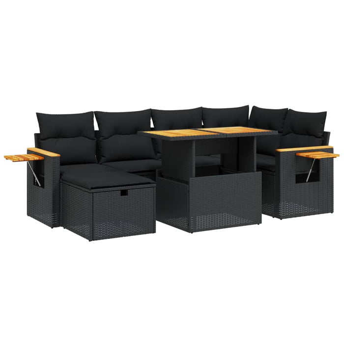 Set canapele de grădină cu perne, 7 piese, negru, poliratan - WALTI WALTI
