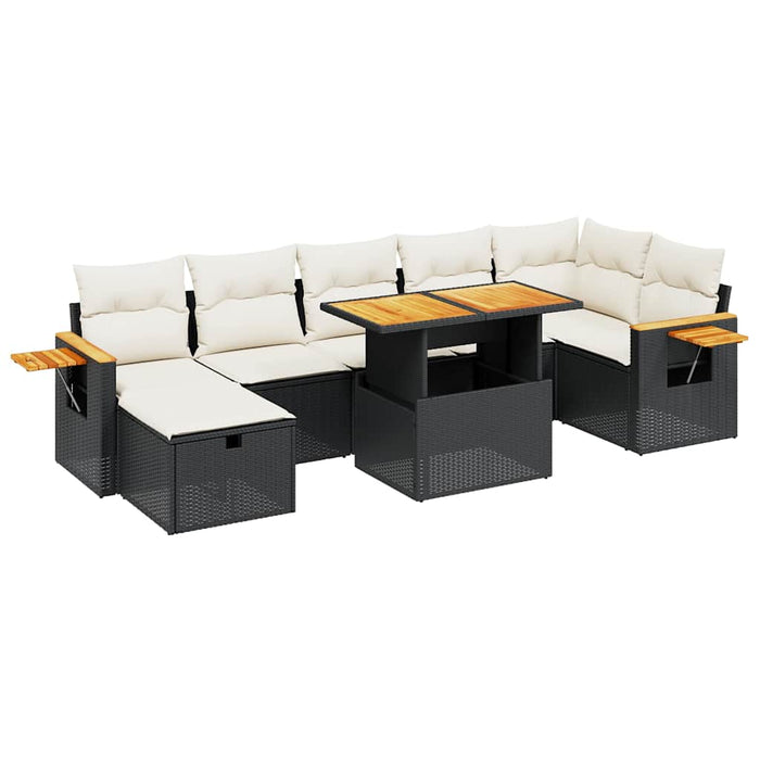 Set mobilier de grădină cu perne, 8 piese, negru, poliratan - WALTI WALTI