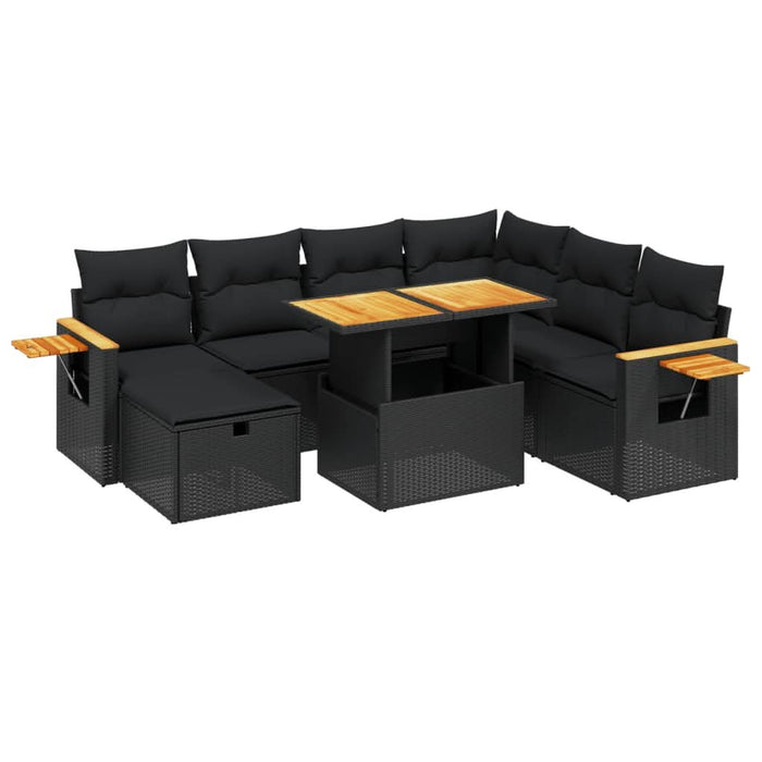 Set mobilier de grădină cu perne, 8 piese, negru, poliratan - WALTI WALTI