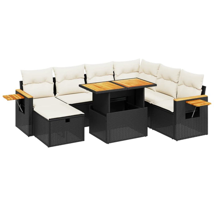 Set mobilier de grădină cu perne, 8 piese, negru, poliratan - WALTI WALTI