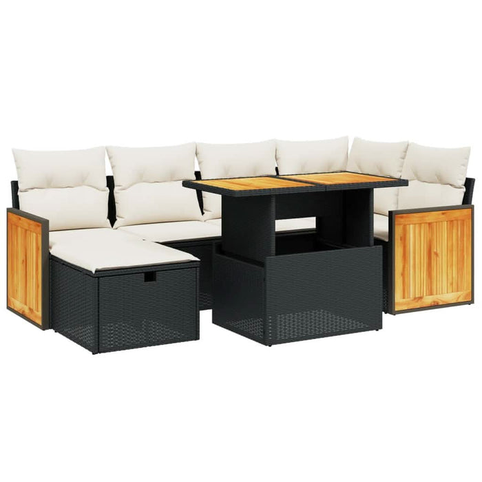 Set canapele de grădină cu perne, 7 piese, negru, poliratan - WALTI WALTI
