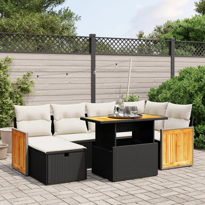Set canapele de grădină cu perne, 7 piese, negru, poliratan - WALTI WALTI