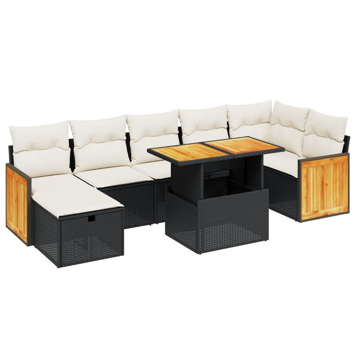 Set mobilier de grădină cu perne, 8 piese, negru, poliratan - WALTI WALTI