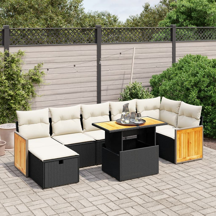 Set mobilier de grădină cu perne, 8 piese, negru, poliratan - WALTI WALTI