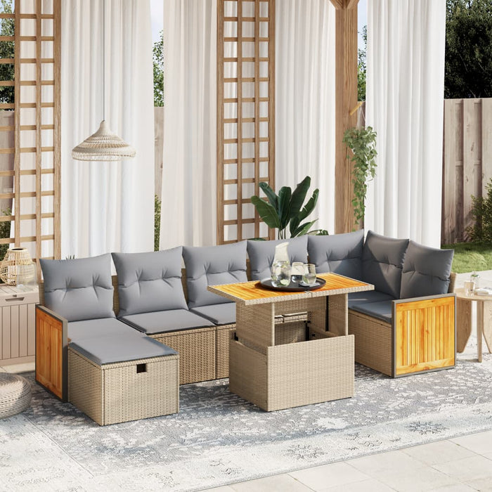 Set canapele de grădină, 8 piese, cu perne, bej, poliratan - WALTI WALTI