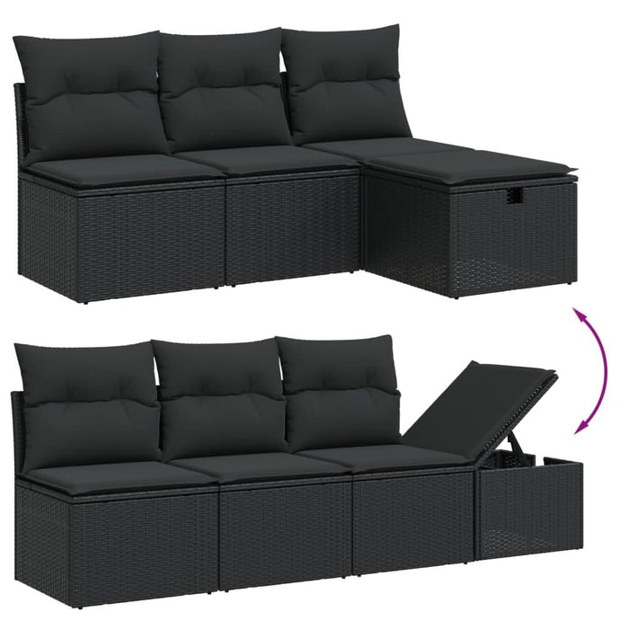 Set mobilier de grădină cu perne, 8 piese, negru, poliratan - WALTI WALTI