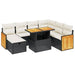 Set mobilier de grădină cu perne, 8 piese, negru, poliratan - WALTI WALTI