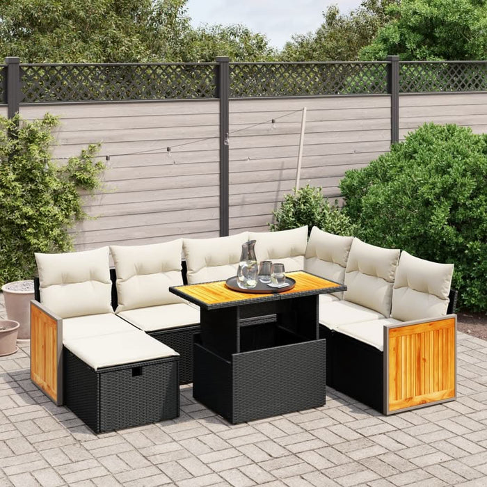Set mobilier de grădină cu perne, 8 piese, negru, poliratan - WALTI WALTI