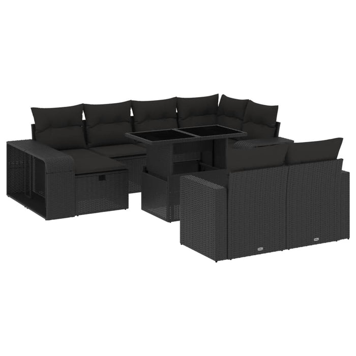 Set canapele de grădină cu perne, 11 piese, negru, poliratan - WALTI WALTI
