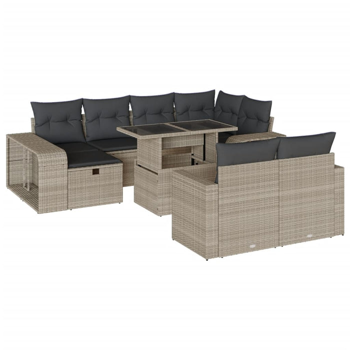 Set canapele de grădină cu perne, 11 piese, gri, poliratan WALTI