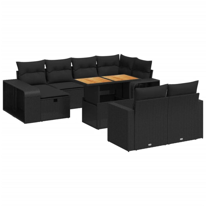 Set canapele de grădină cu perne, 11 piese, negru, poliratan - WALTI WALTI