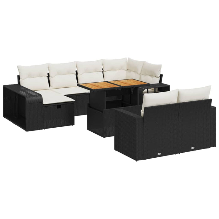 Set canapele de grădină cu perne, 11 piese, negru, poliratan WALTI
