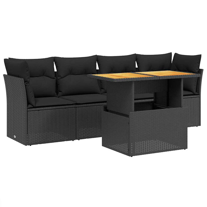 Set mobilier de grădină cu perne, 5 piese, negru, poliratan - WALTI WALTI