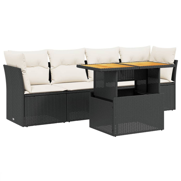 Set mobilier de grădină cu perne, 5 piese, negru, poliratan - WALTI WALTI