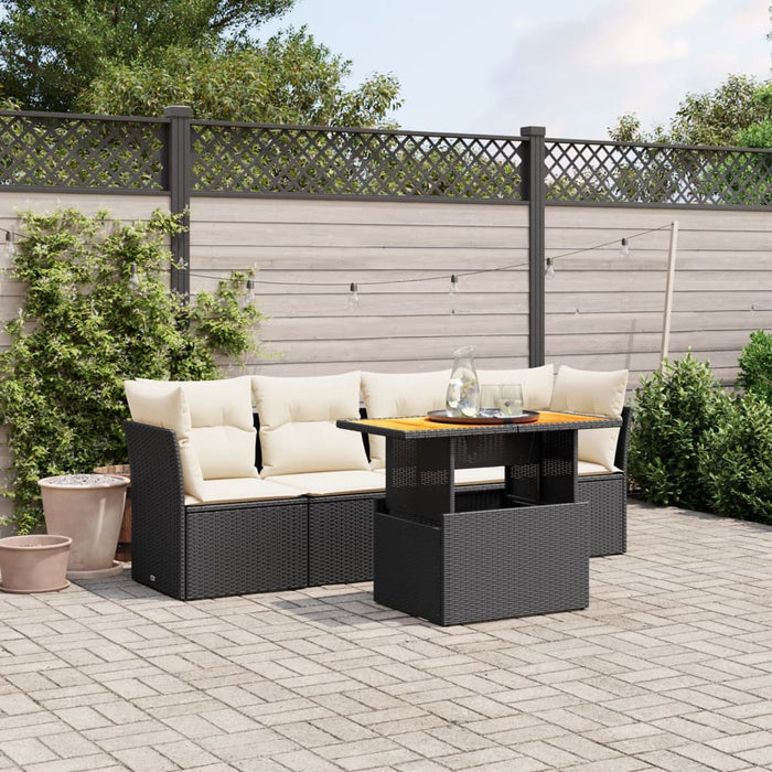 Set mobilier de grădină cu perne, 5 piese, negru, poliratan - WALTI WALTI