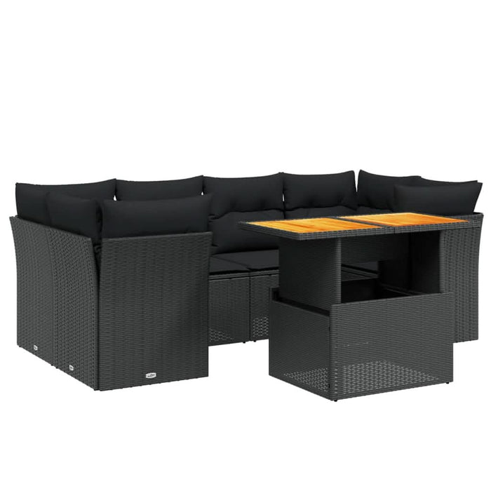 Set canapele de grădină cu perne, 7 piese, negru, poliratan - WALTI WALTI