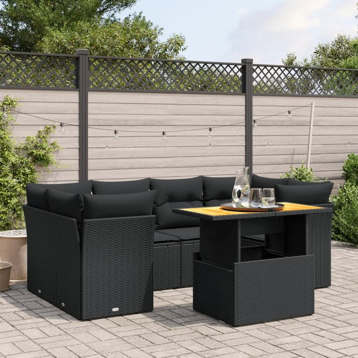 Set canapele de grădină cu perne, 7 piese, negru, poliratan - WALTI WALTI